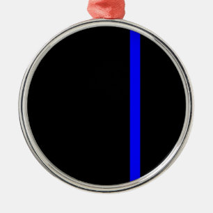 The Symbolic Thin Blue Line on a black decor Metal Ornament