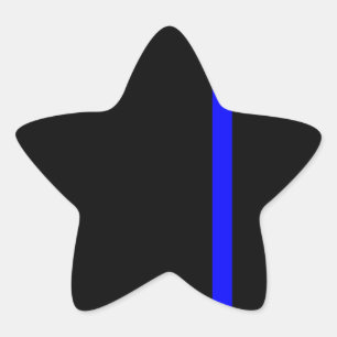 The Symbolic Thin Blue Line on a black decor Star Sticker