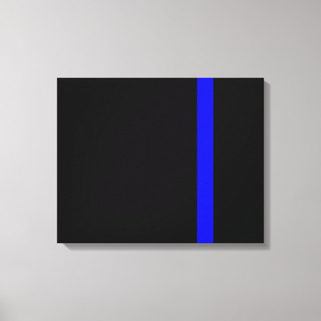 The Symbolic Thin Blue Line on Black Canvas Print (Front)