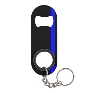 The Symbolic Thin Blue Line on Black Mini Bottle Opener