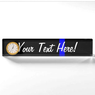 The Symbolic Thin Blue Line on Black Nameplate