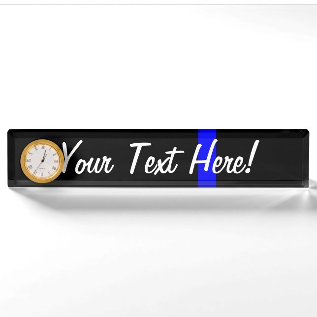 The Symbolic Thin Blue Line on Black Nameplate (Front)