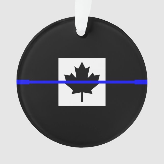 The Symbolic Thin Blue Line on Canadian Flag Ornament (Front)