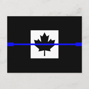 The Symbolic Thin Blue Line on Canadian Flag Postcard