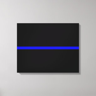 The Symbolic Thin Blue Line on Solid Black Canvas Print