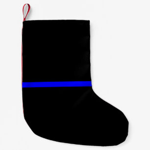 The Symbolic Thin Blue Line on Solid Black Small Christmas Stocking