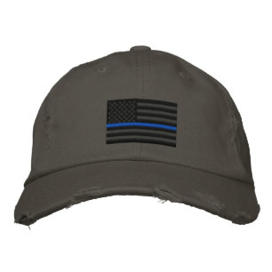 The Symbolic Thin Blue Line on US Flag Embroidered Hat