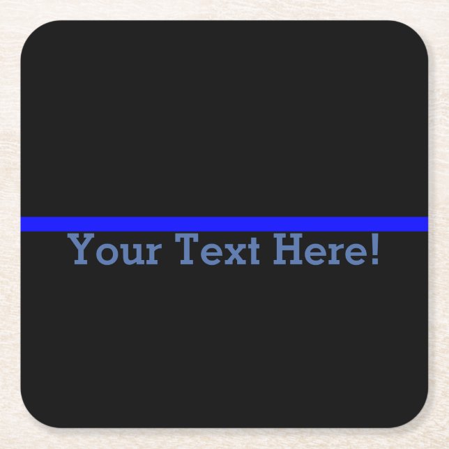 The Symbolic Thin Blue Line Personalize This Square Paper Coaster (Front)