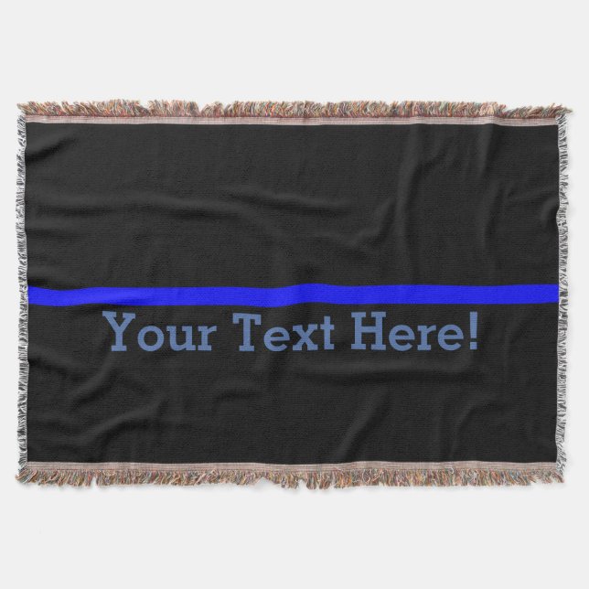 The Symbolic Thin Blue Line Personalize This Throw Blanket (Front)