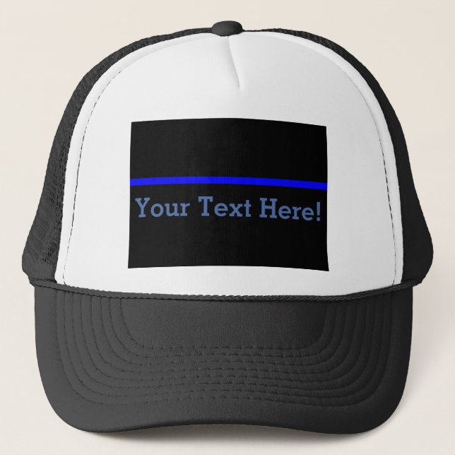 The Symbolic Thin Blue Line Personalize This Trucker Hat (Front)