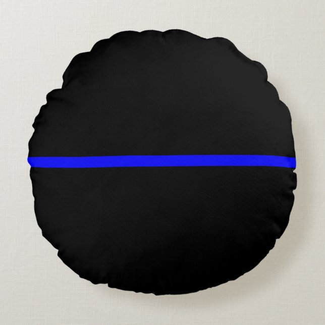 The Symbolic Thin Blue Line Statement Round Pillow (Front)