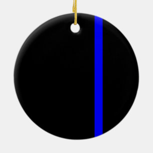 The Symbolic Thin Blue Line Vertical Black Ceramic Ornament