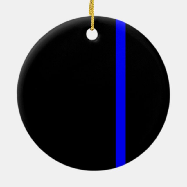 The Symbolic Thin Blue Line Vertical Black Ceramic Ornament (Back)