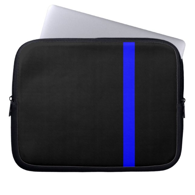 The Symbolic Thin Blue Line Vertical Black Laptop Sleeve (Front)