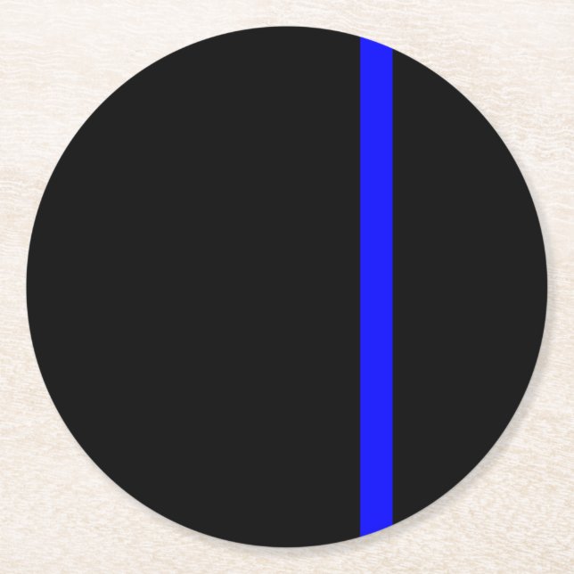 The Symbolic Thin Blue Line Vertical Round Paper Coaster (Front)