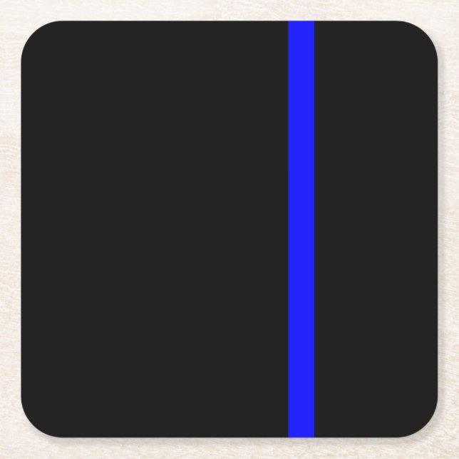 The Symbolic Thin Blue Line Vertical Square Paper Coaster (Front)