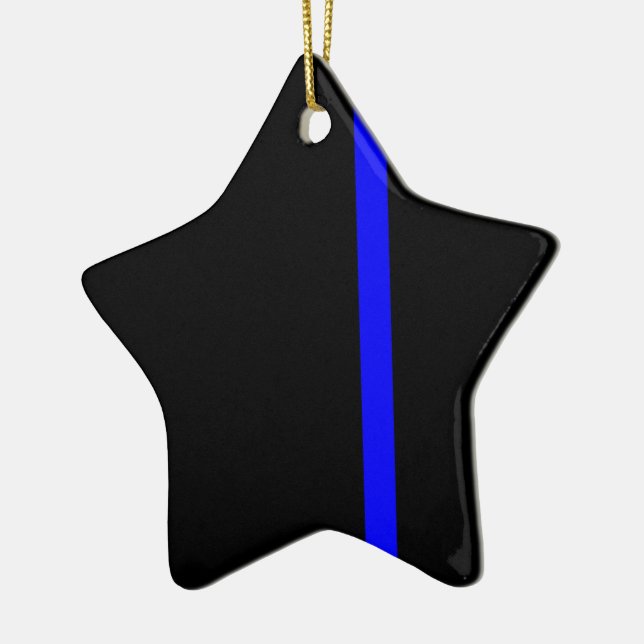 The Symbolic Thin Blue Line Vertical Style Ceramic Ornament (Left)