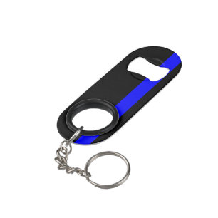The Symbolic Thin Blue Line Vertical Style Keychain Bottle Opener