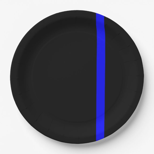 The Symbolic Thin Blue Line Vertical Style Paper Plate (Front)