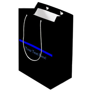 The Symbolic Thin Blue Line Your Text on Black Medium Gift Bag