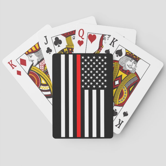 The Symbolic Thin Red Line American Flag Playing Cards (Back)