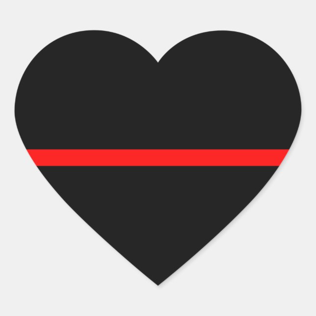 The Symbolic Thin Red Line Decor on a Heart Sticker (Front)