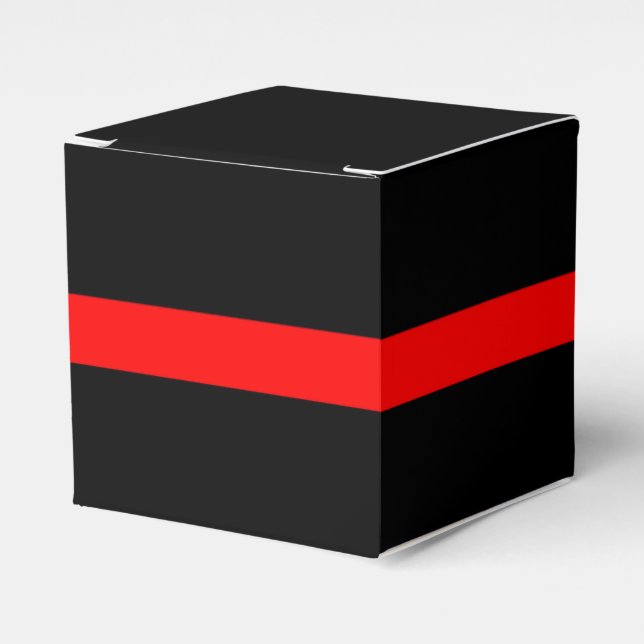 The Symbolic Thin Red Line Horizontal Black Favor Box (Front Side)