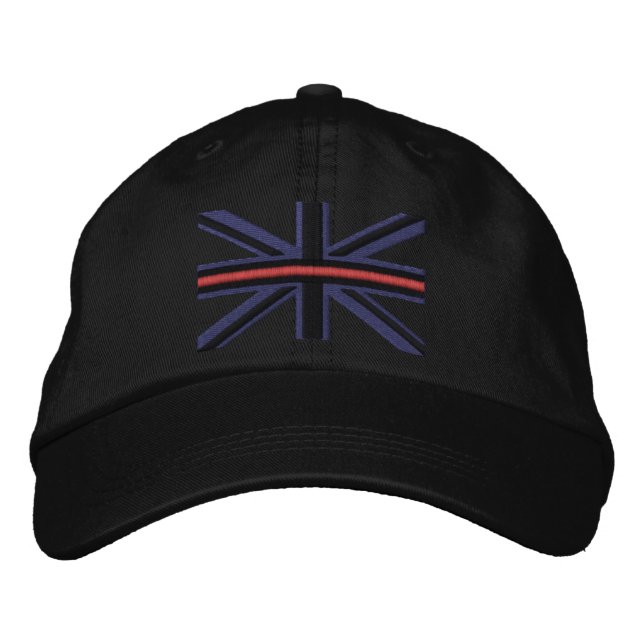 The Symbolic Thin Red Line on UK Flag Embroidered Hat (Front)