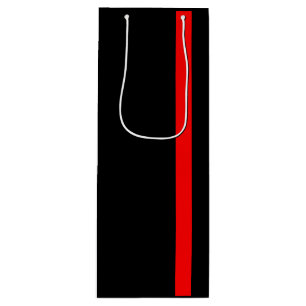 The Symbolic Thin Red Line Vertical on a Wine Gift Bag