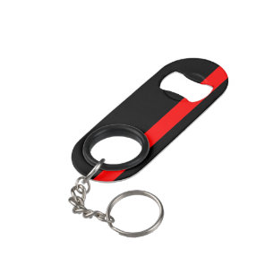 The Symbolic Thin Red Line Vertical Style on a Mini Bottle Opener