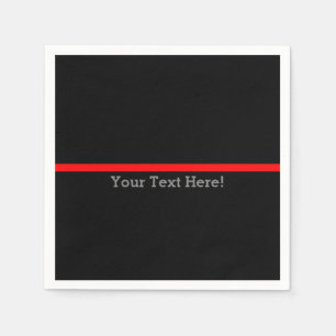 The Symbolic Thin Red Line Your Text on Black Napkin