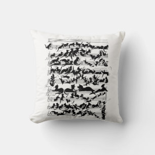 The Symphony of the Cat Vector Throw Pillow