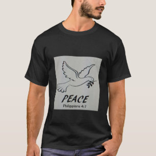 The T-Shirt features our logo dove and scripture.