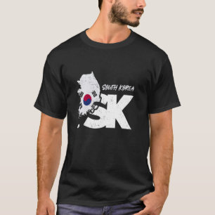 The Taegeukgi Inside South Korea Map SK Bold Lette T-Shirt