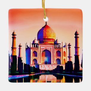 The Taj Mahal Against a Sunset Sky  Ceramic Ornament