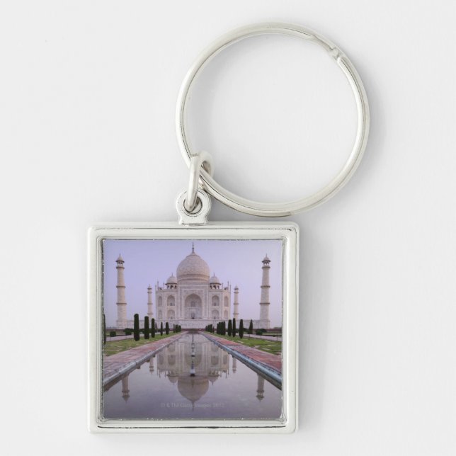 the Taj Mahal perfectly reflected in the pool in Keychain (Front)