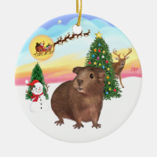 The Take Off - Brown Guinea Pig #3 Ceramic Ornament