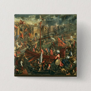 The Taking of Constantinople (oil on canvas) 2 Inch Square Button