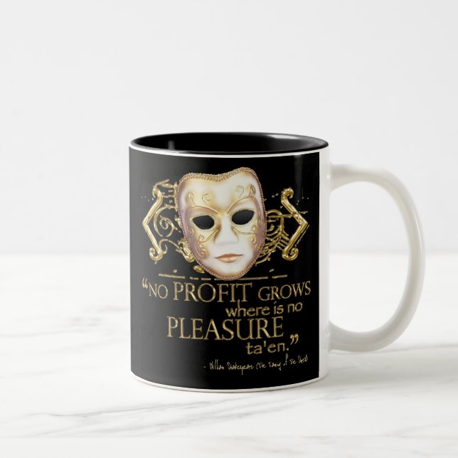 The Taming of the Shrew Quote (Gold Version) Two-Tone Coffee Mug (Right)
