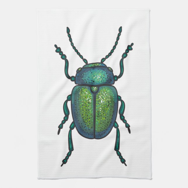 The tansy beetle kitchen towel (Vertical)
