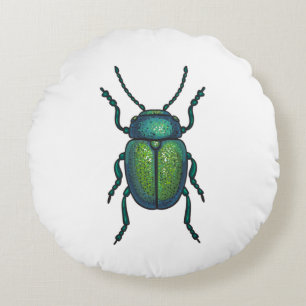 The tansy beetle round pillow