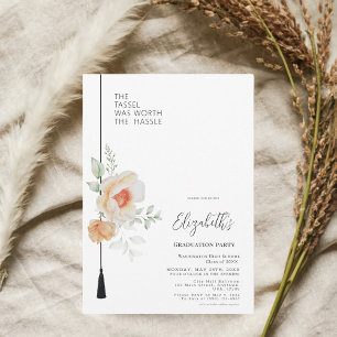 The Tassel Was Worth Hassle Watercolor Graduation  Invitation