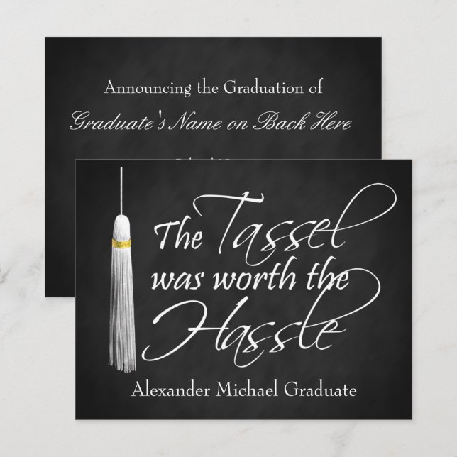 The Tassel Was Worth the Hassle Announcement (Front/Back)