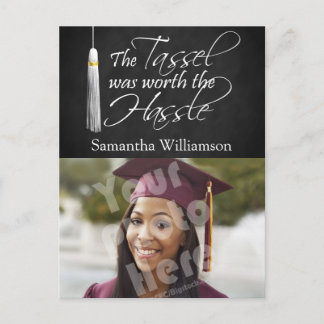 The Tassel Was Worth the Hassle Announcement Postcard
