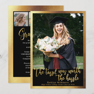 The Tassel was Worth the Hassle Gold 4 Photo Grad Announcement