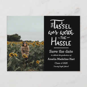 The Tassel Was Worth The Hassle Graduation Photo Announcement Postcard