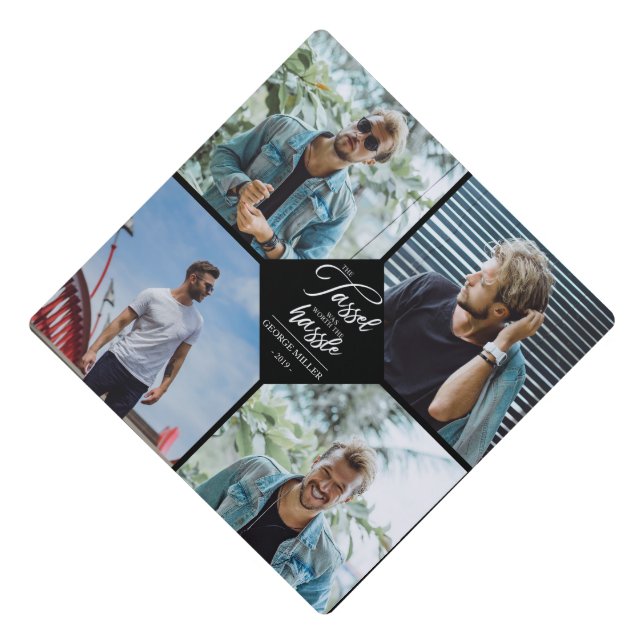 The tassel was worth the hassle multi photo graduation cap topper (Front)