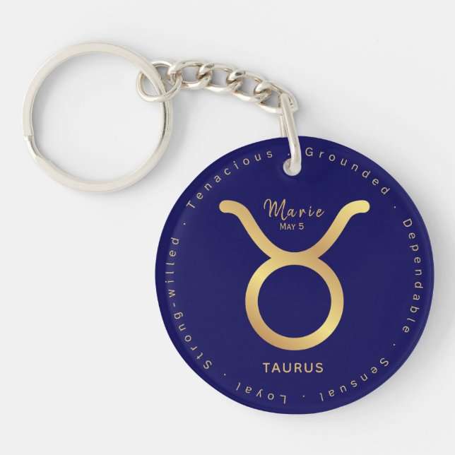 The Taurian Star -  Personalized Zodiac Keychain (Front)