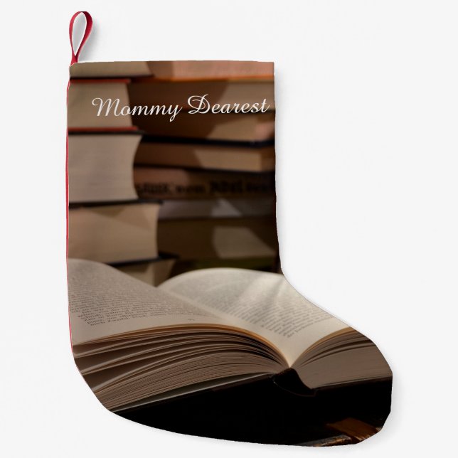 The TBR Book Stack Small Christmas Stocking (Front)