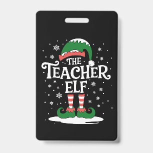 The Teacher Elf Christmas Family Matching Group Badge